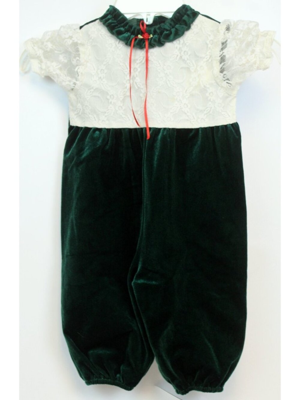 Vtg Violet Rose & Company Green Velvet Jumper sz 12m Holiday Party 1pc Xmas